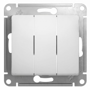Трехклавишный выключатель 10А механизм SE Glossa, белый