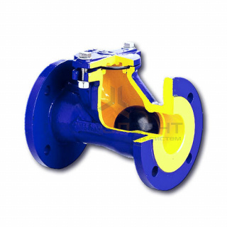 Клапан обратный шаровой Zetkama 400 D - Ду400 (ф/ф, PN10, Tmax 70°C, исполнение №55)