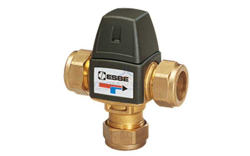 Клапан термостатический смесительный ESBE VTA323 - CPF 22 мм (компрессионное подключение, Tmax. 95°C, точка переключения 35-60°C)