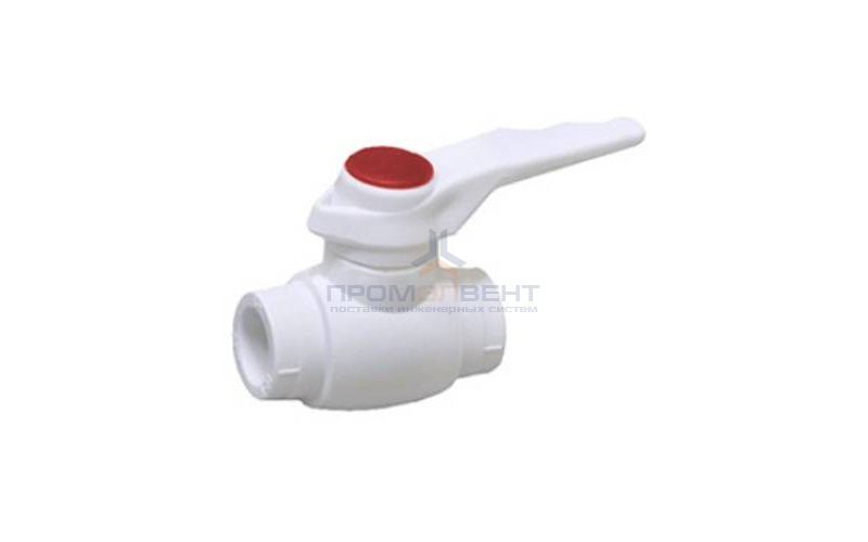 Кран шаровой Fusitek - 20 (Пайка/Пайка, ручка-рычаг белая с красной меткой)