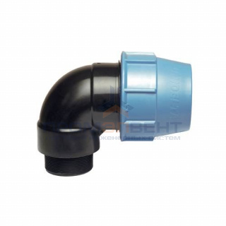 Переход на наружную резьбу угловой UNIDELTA 1008 - 63 x 1"1/2 (для труб ПНД, резьба пластиковая)