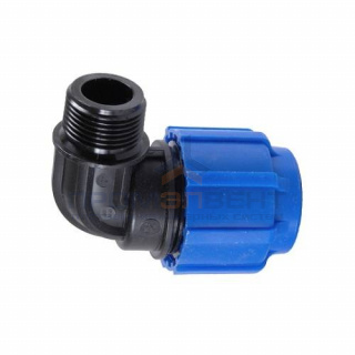 Переход на наружную резьбу угловой Политэк - 40 x 1"1/4 (винтовой, для труб ПНД)