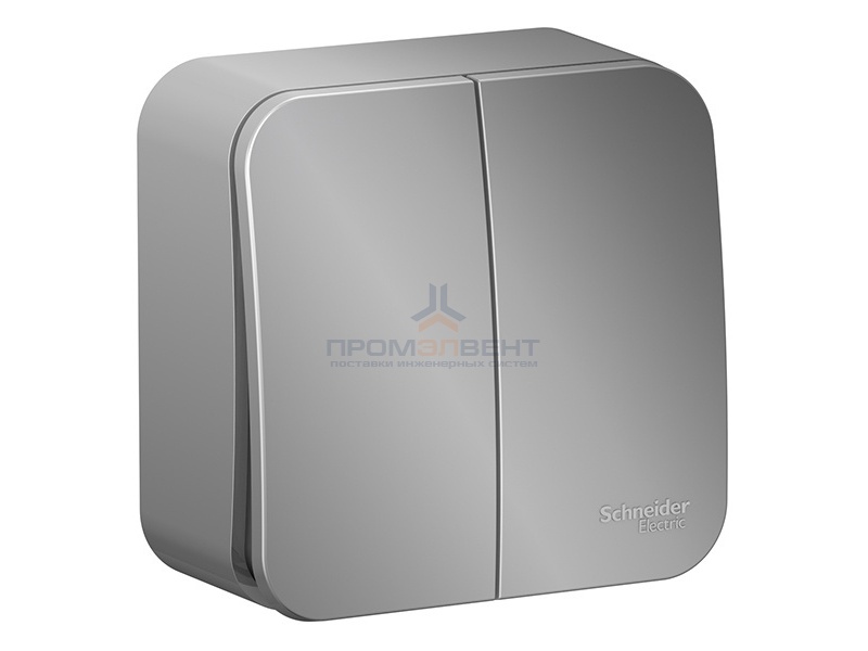 Выключатель 2-клавишный (cх.5) Blanca Schneider Electric 10А 250В алюминий изол.пластина