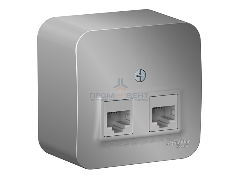 Розетка двойная RJ45 + RJ11 Blanca Schneider Electric алюминий изол.пластина