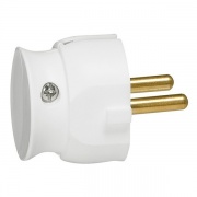 Вилка Legrand без заземления 16А с боковым вводом кабеля белая