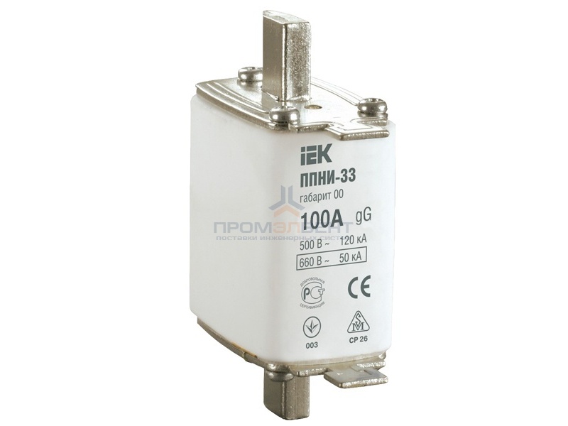 Плавкая вставка предохранителя ППНИ-33, габарит 00, 100А   ИЭК