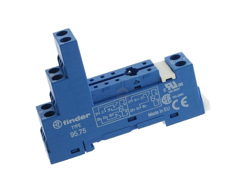Розетка Finder 95.75 с винтовыми клеммами для реле 40.51/40.52/40.61/44.52/44.62 (с зажимной клетью)